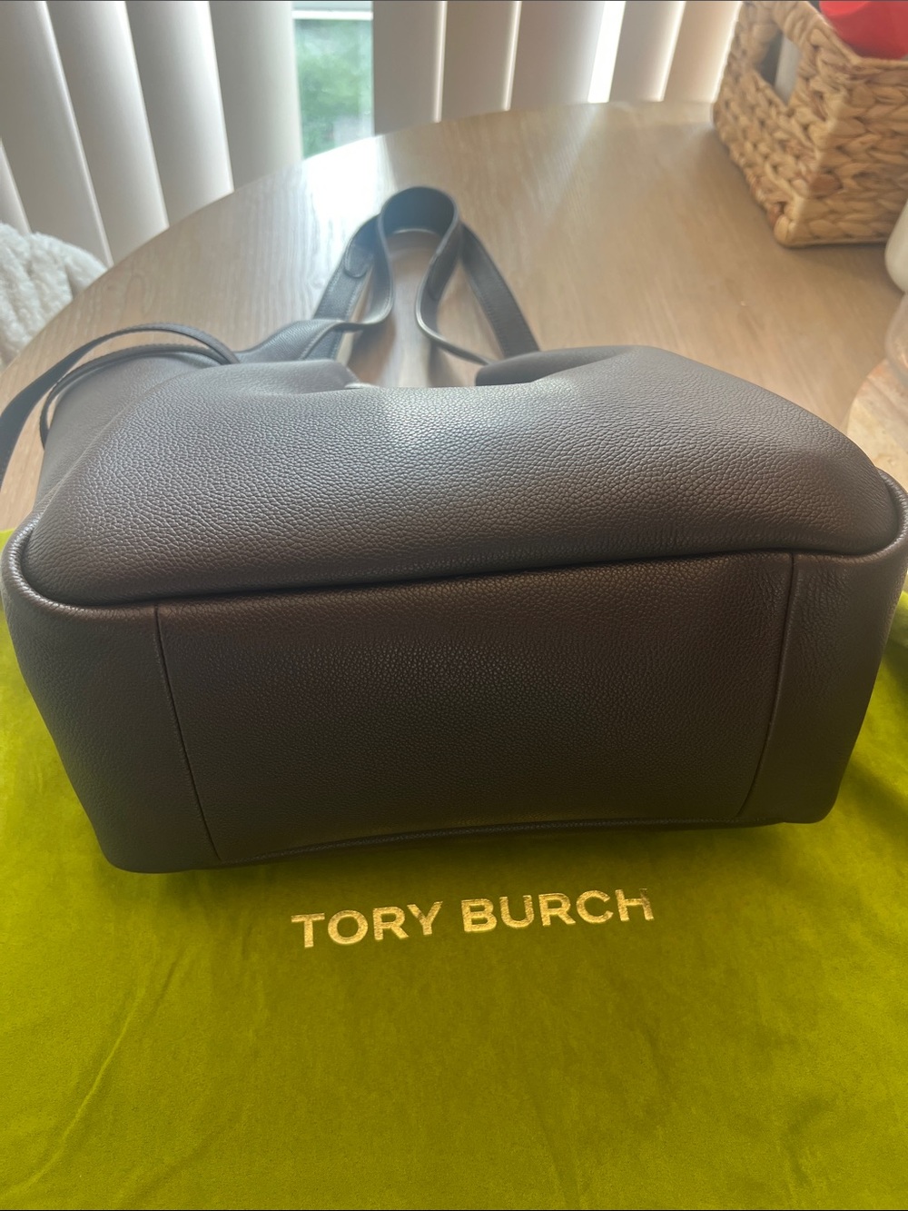 NWT Tory Burch Large Romy Leather Tote Bag, Deep Brown Leather - Picture 14 of 16